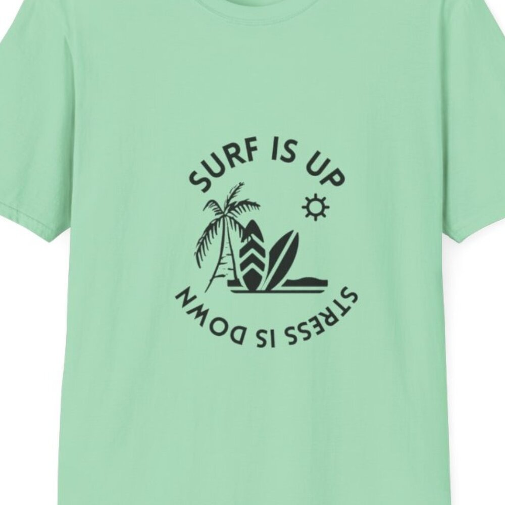 Surf Is Up Unisex Softstyle T-Shirt, Beach Vibes Tee, Summer Graphic Shirt